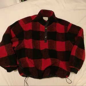 Red Buffalo Check Oversized Pullover
